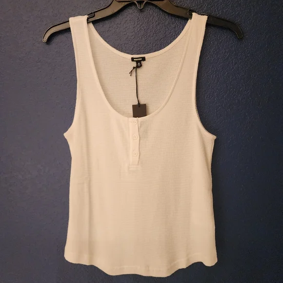 MONROW Baby Thermal Loose Henley Tank In White Size Medium - Picture 3 of 9